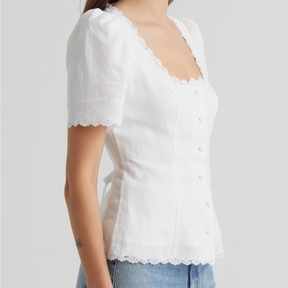 Reformation Anabella Linen White Top size4 - Picture 3 of 8